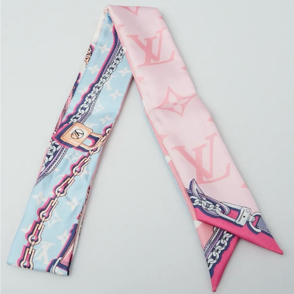 COPY - Louis Vuitton Blue/Pink Monogram Ultimate Print Silk BB Bandeau